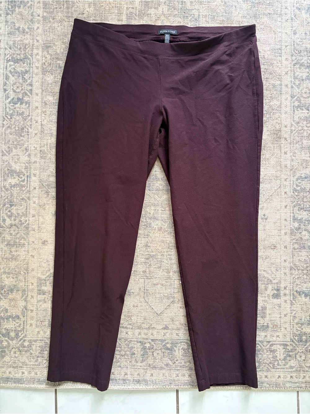 Eileen Fisher Stretch Crepe Pants — Burgundy Brown